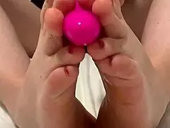 Slippery hot footjob with vibrator 😏