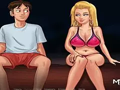 Girls Share Passionate Kisses on the Beach in Summertime Saga