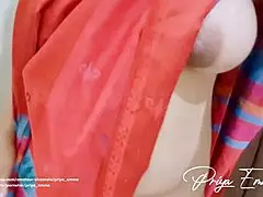 Indian Aunty Teases with Big Juicy Boobs and Tight Hairy Pussy