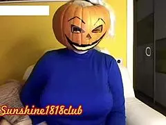 happy halloween pervs, check out these big boobs in pumpkin costume on cam 😈🎃
