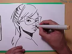 amateur artist sketches erotic portrait with copic markers