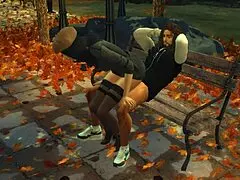 Young fitness friend roughly assfucks in gym boots outdoors. Cartoon style.