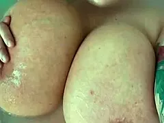 Huge fat wet titties and tummy soaking in tub