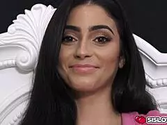 Jasmine Vega sucking off her stepbrother with a big cock and teen ass