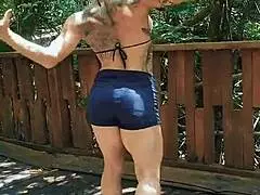 she explores flexible moves deep in the jungle setting