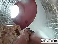 christy dahlia and ivan have some hot shower fun with big tits and tattoos