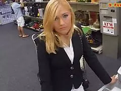 Hot milf caught selling stuff and banged hard in garage!