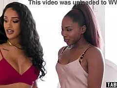 Black Husband Joins Ebony Wife Tribbing in Bedroom for Wild 3some!