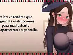 shy witch explores roleplay in spanish game with femdom and masturbation instructions