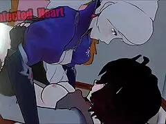 Weiss and ruby engage in intense tribbing with sound effects in anime lesbian scene