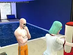 Bulma gets sexually trained by master roshi while her cuckold husband watches
