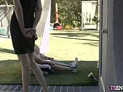 i'm a slender shemale with a hard cock, anal fucking that massage guy so deep