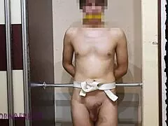 Sexy Boy Caught by Burglar, Tied Up, Struggles Hard