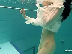 Hungarian teen Petra strips nude by the pool for you