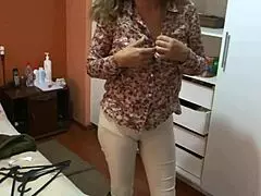 Excited Mother-In-Law Shows Off Big Hairy Ass To Maid's Husband!