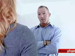 Redhead Lucy seduces her stepfather into drilling her tight pussy with raw passion.