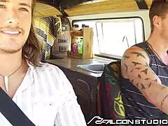 Yo, friends picking up twink for spit roast action - FalconStudios