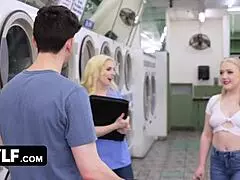 blonde stepmom and stepdaughter share a young stud’s cock omg!