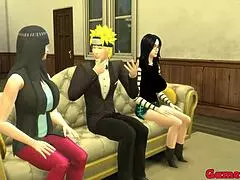 Naruto Hentai Cap 2: Naruto Watches Movie with Wife, Ends in Anal Trio