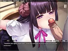 Iku iku succubus blowjob in anime game