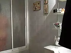 my wife bathing in the shower, what a sight!