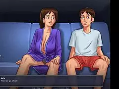 Step mom in doggystyle, kissing, riding, and cumshot sex scenes from Summertime Saga part 2.