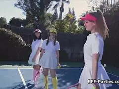 Foursome with kinky teen 18+s at tennis court