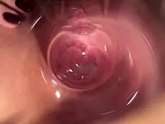 mia's tight teen pussy stretched wide by creamy transparent dildo action