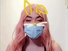 Selena's shemale in corset masturbating with heels on