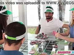 Horny stepsisters Zoe and Shane swapping stepdads cocks! Sucking and fucking till they cum!