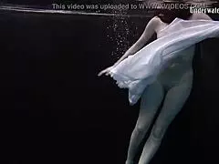 Aqua Girl Andrejka Strips Underwater And Swims