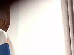 Hey, check out this hot latina in see-through shorts, her thong is visible from upskirt view.