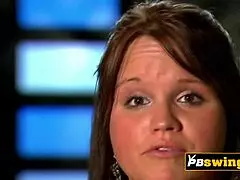 why is that sexy brunette riding all those cocks?