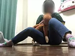 horny girl mistakes doll for man and rubs her pussy