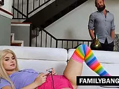 Yo, stubborn dad punishing tiny stepdaughter Aria Banks! 😡