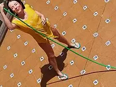 hey, caught my hot neighbor peeing on my landlord's wife from balcony! 😍