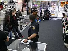 couple in hidden cam reality at pawn shop with horny guy