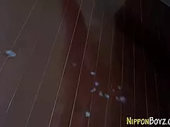 gay asian teen strokes dick in shower bathing