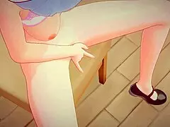 Rem's pussy licked to squirting orgasm by cock