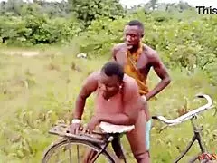 damn, banging my hot ebony girl on a bicycle outdoors!