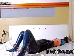 Asian Bound in Latex Kigurumi Bondage