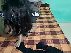 wow, this hot stepsister with big tits is sucking and pressing that handjob so good!