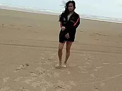 Sexy shemale unwinds with public masturbation