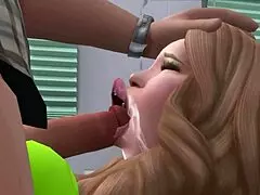 Swollen Lip Whore Licks Balls And Gags On Cock For Creampie Facial