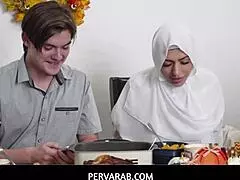 Pervarab - Thanksgiving Dinner with Girlfriend Nadia White in Hijab