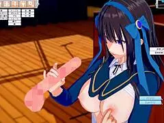 cool black-haired jk gets huge tits massaged