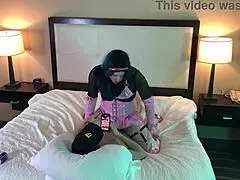 Sexy Trans Woman In Chastity Riding Cock Hard!