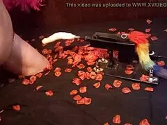 Furry gay ladyboy takes machine fucking solo with intense shemale bottom action in bold moves