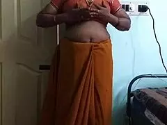 Desi Indian Cheating Wife in Saree Shows Boobs and Shaved Pussy Masturbation