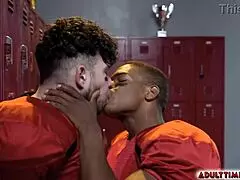 Damn! Football Stars Adrian Hart And Joseph Castillan Pound Hard In Locker Room Anal Action!